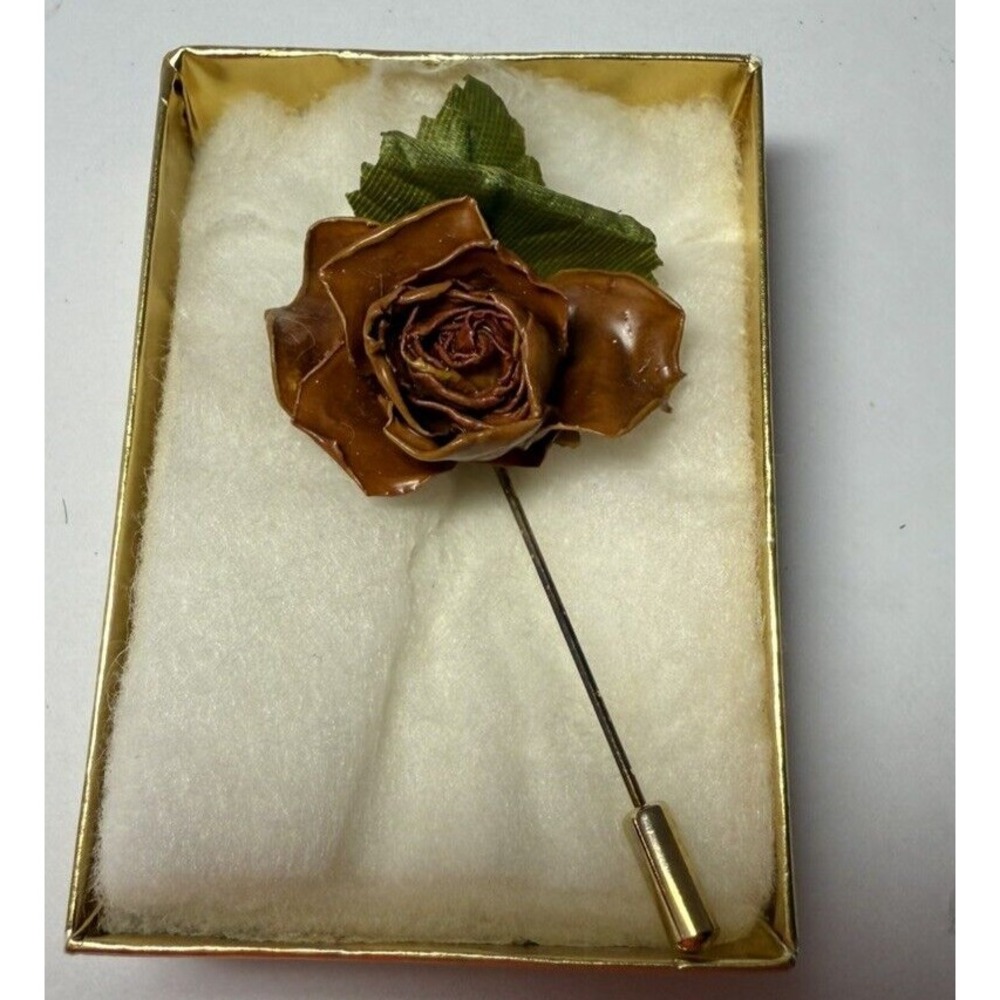 Vintage Real Rose Stick Pin Brooch - Flora Vision Real Rose Jewelry